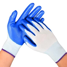 12 пар/лот рабочие перчатки Нитриловое резиновое покрытие нейлоновые безопасные садовые перчатки дышащие Нескользящие износостойкие маслостойкие перчатки