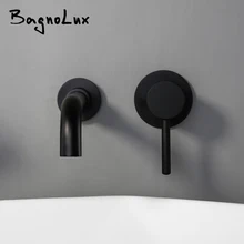 High Quality Round 2 Hole Wall Sink Basin Mixer Tap Wels Bathroom Spout Faucet With Single Lever In Matt Black/Silver Chrome high quality round 3 hole wall sink basin mixer tap wels bathroom spout faucet with double lever