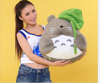 

big plush Totoro toy classic expression totoro with Lotus leaf doll gift about 50cm
