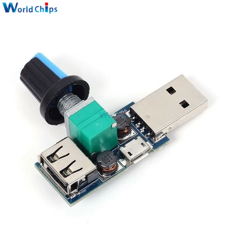 USB Fan Stepless Speed Controller Regulator Module DC 4-12V to 2.5-8V 5W 