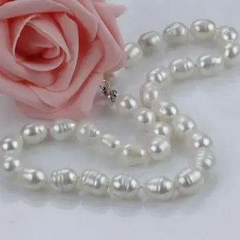 

gorgeous13-14mm south sea baroquewhite pearl necklace 18inch
