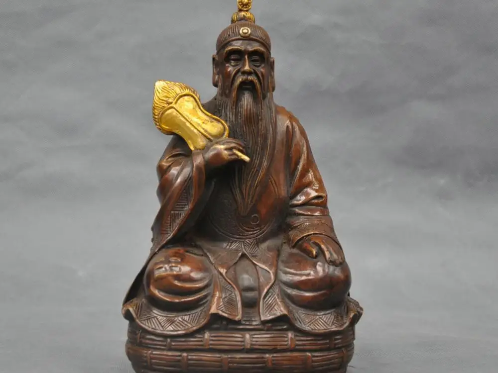 

10" China Taoism The High Lord Lao Zi Senior Moral Pure Bronze Statue