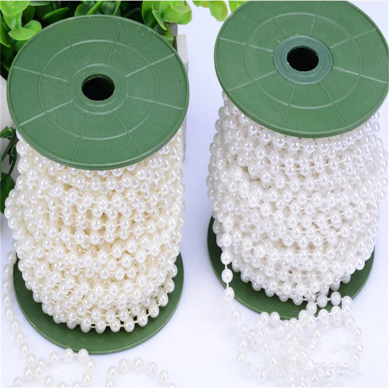 

10m of 6mm Bead Pearl String Ivory and white for Craft , Wedding Decoration AA7957