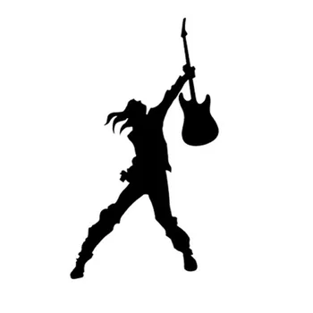 

10*17.5CM Guitarist Man Electric Guitar Acoustic Bass Music Car Sticker Decals Fun Guitarist Car Stickers C2-0024