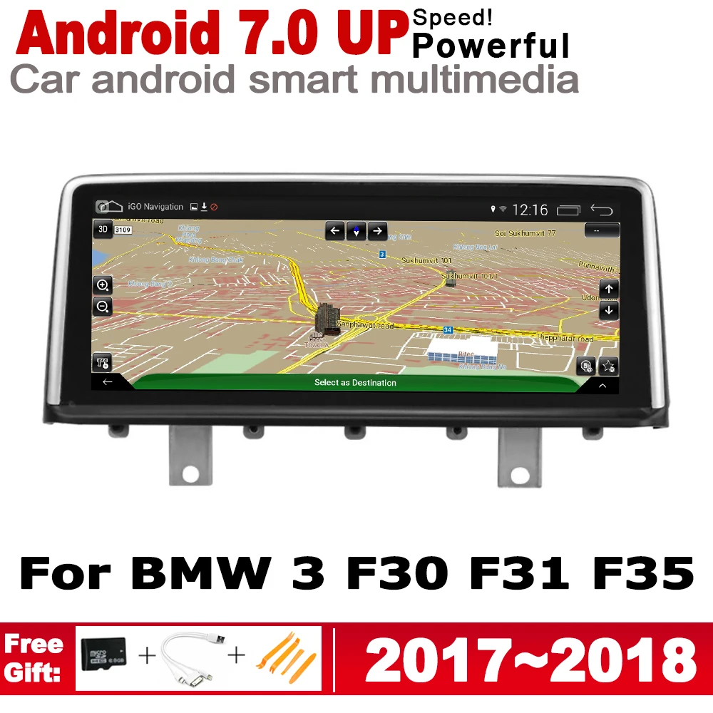 

Android 7.0 up Car radio GPS multimedia player For BMW 3 F30 F31 F35 2017~2018 EVO Navigation WiFi BT HD Screen Stereo Bluetooth