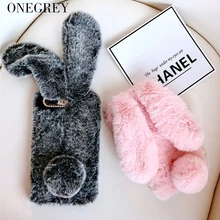 Rabbit Fur Case For Samsung Galaxy Note 9 10 S10 E S8 S9 A6 A8 J4 J6 Plus 2018 S6 S7 Edge J3 J5 J7 2017 Cute Hairy Cover Coque