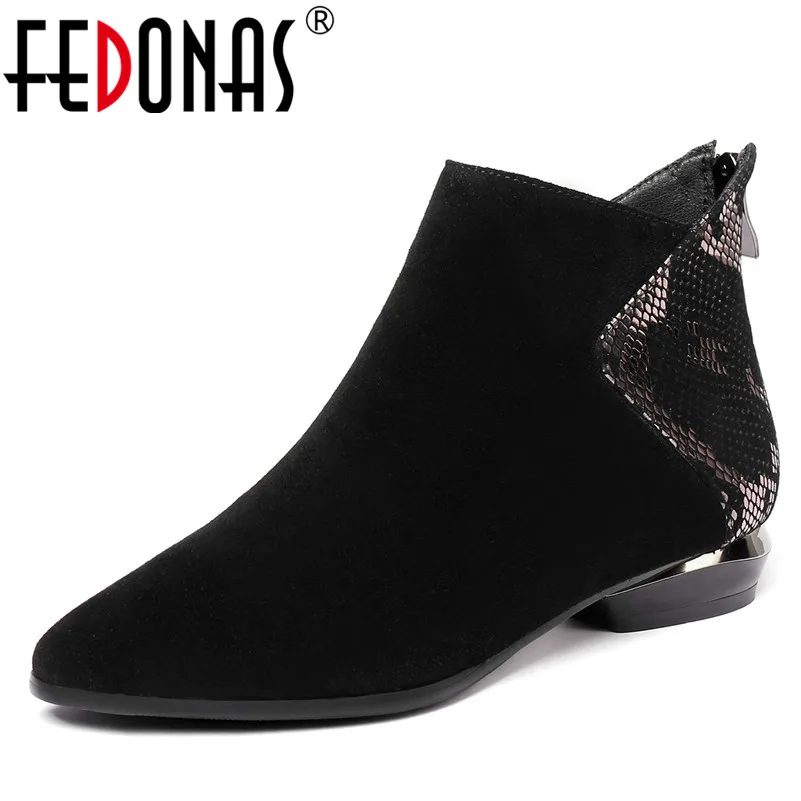 

FEDONAS Fashion Women Ankle Boots Autumn Winter Warm High Heels Shoes Woman Round Toe Zipper Casual Brand Quality Basic Boots