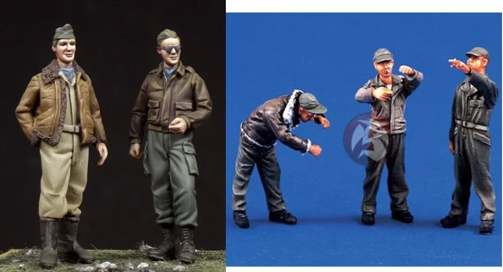 New Unassembled 1/48 USAAF ground crew and Pilot crew Resin Kit DIY