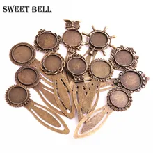 Сладкий колокольчик 8 шт сплав Камея сталь закладки Круглый Кабошон Настройки ювелирные изделия подвеска-заготовка A4275
