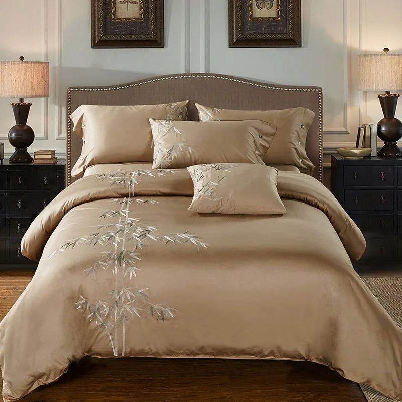 

MYRU Luxury Tribute Silk Cotton Embroidery Luxury Bedding Set Noble Palace Royal BedSet King Queen Size Duvet cover Bedsheet Set