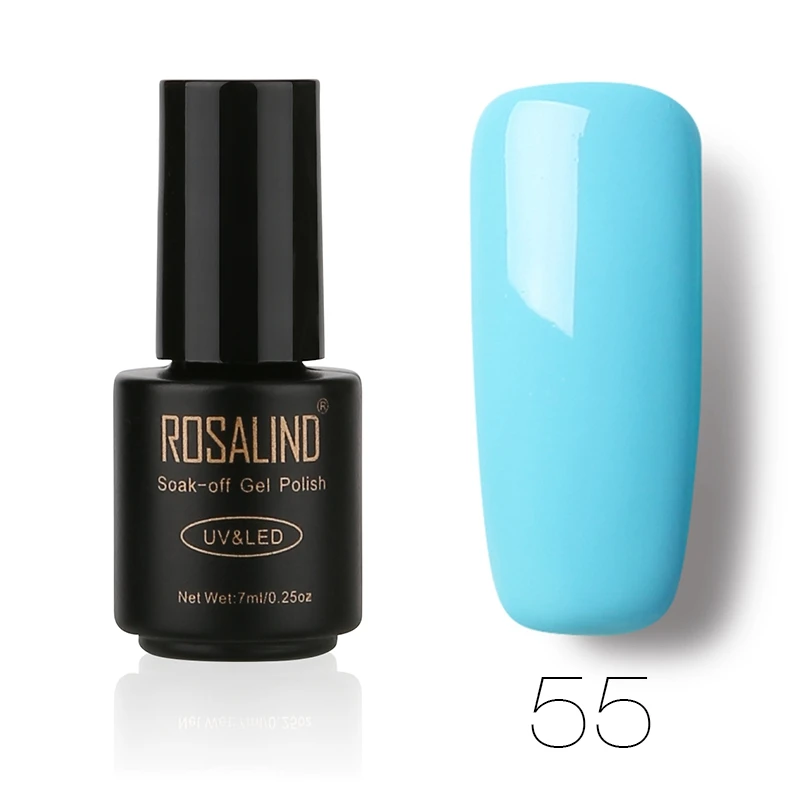 1 шт. профессиональный бренд Rosalind для украшения ногтей светодиодный гель Косметика 7 мл Быстрый дарный розовый зеленый замочить от УФ-гель для ногтей - Цвет: 55