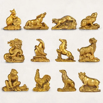 

Feng Shui and shed twelve zodiac rat copper ornaments ox tiger rabbit dragon snake horse sheep monkey chicken dog pig.