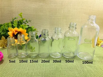 

free shipping 5/10/15/20/30/50/100ml 18/410 Essential Oil Bottles clear glass bottle transparent liquid refillable bottle