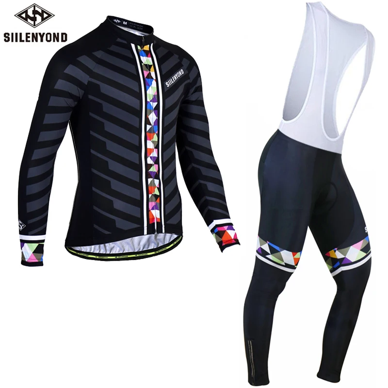 Siilenyond Велоспорт Джерси комплект с длинным рукавом гонки Велосипедный спорт одежда зима термальность флис Mountain велосипедная одежда