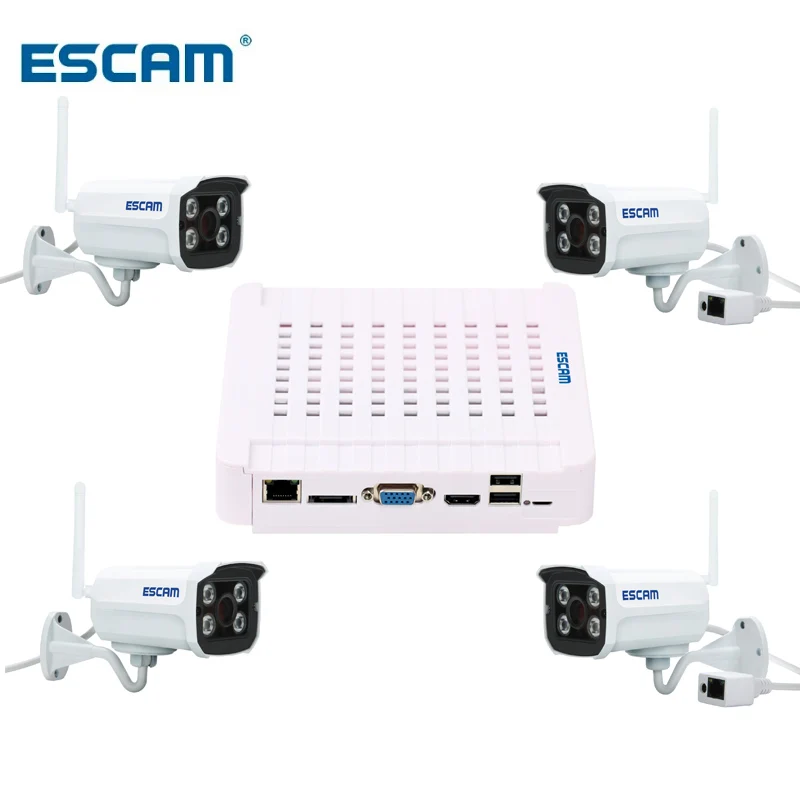

ESCAM 1080p Brick QD900 WIFI 2 MP full HD Network IR-Bullet Camera Day/Night IP66 onvif wireless ip camera+ESCAM MINI NVR K516
