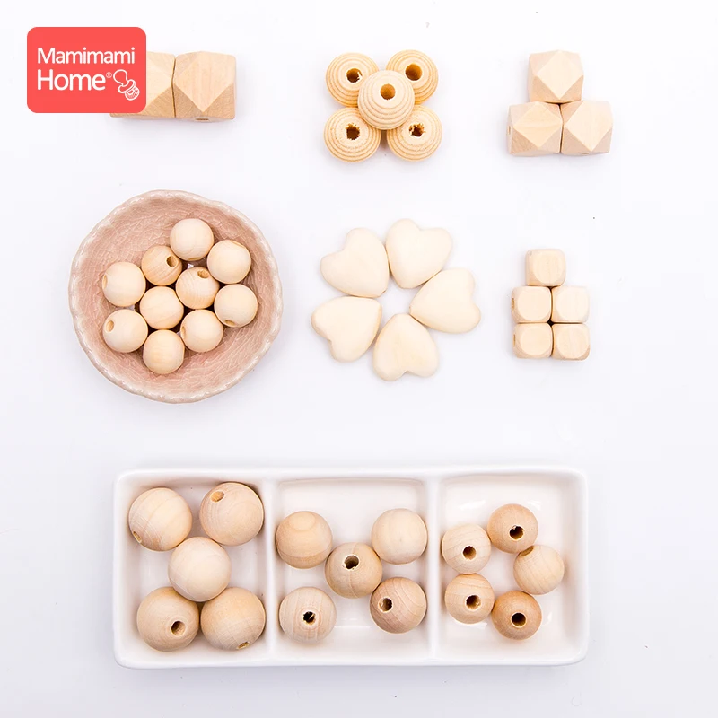 

45pc Wooden Beads Baby Teether Making Pacifier Chain Wooden Rodent DIY Crafts Newborn Teething DIY Accessories Wooden Teether