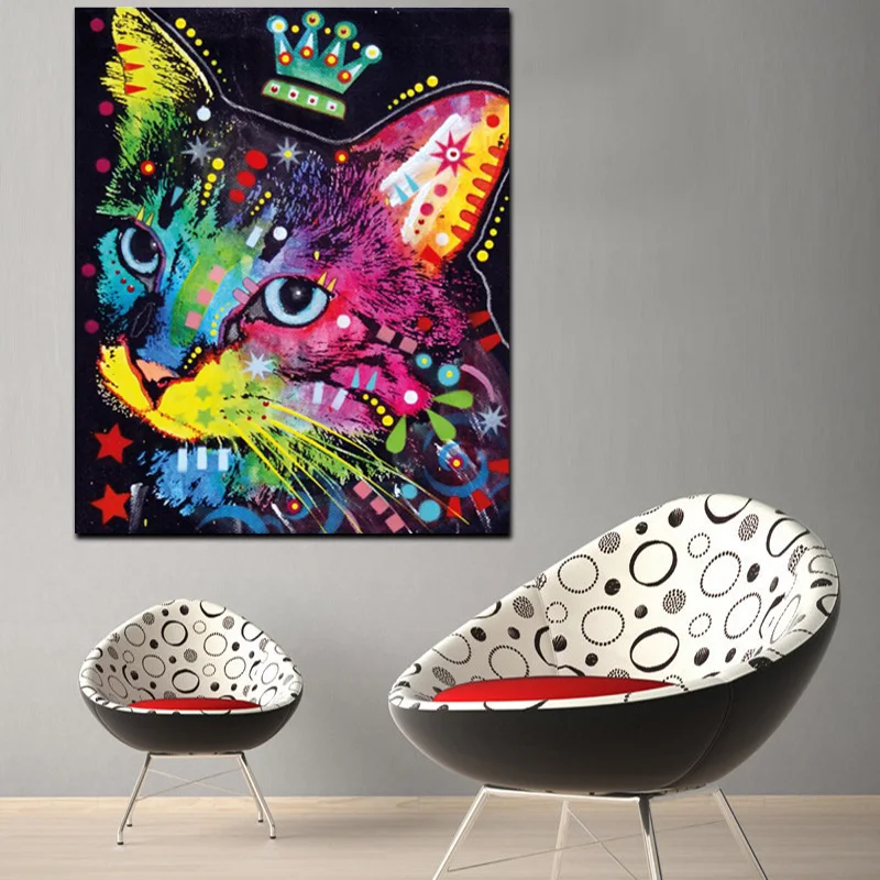 hd print abstract watercolor abstract cat oil painting on canvas pop pc 3406
