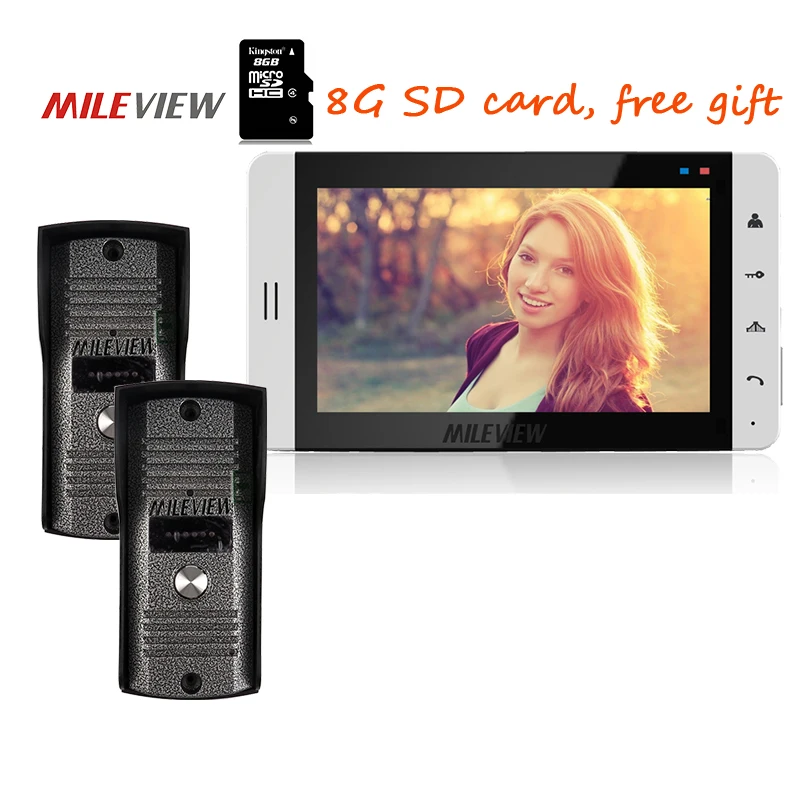 

Wholesale 7" TFT Screen Video Intercom Door Phone Recording Video System With Two Night Vision Outdoor Bell Camera Free Shipping
