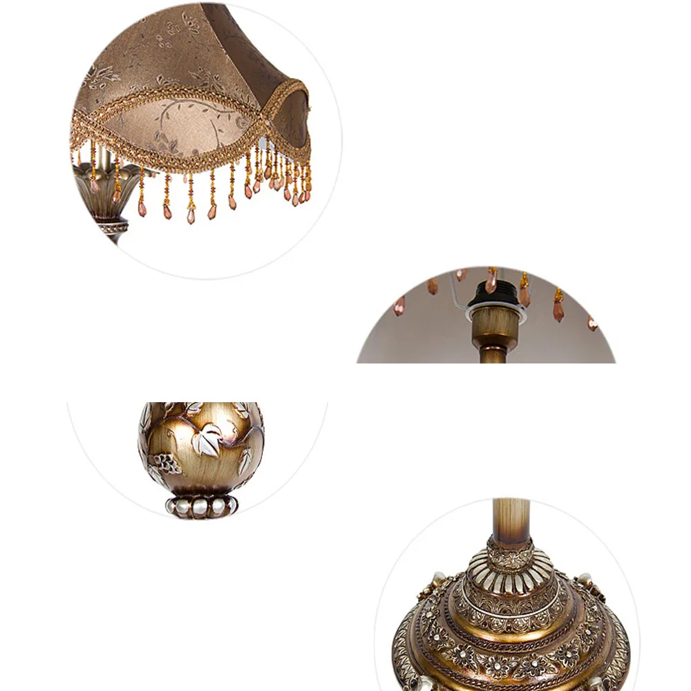 Resin Led Floor Lamp Antique Luxurious Bedroom Design Led Bulb Lamp E27 110V-220V European Style Floor Lamp for Living Room Lamp