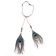 Women Boho Hippie Feather Hairband Tassels Weave Headband Personality Indian Beads Hairbands Elastic Headdress 2017 New Fashion