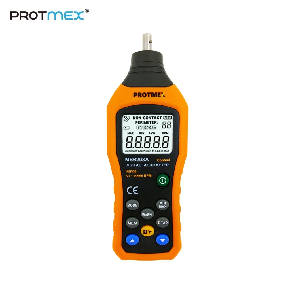Цифровой тахометр Protmex цифровой MS6208A измеритель скорости контакта 50 19999