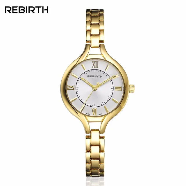 REBIRTH Women Exquisite Bracelet Watch Leisure Fashion Brand Wristwatch Gold Qua REBIRTH Women Exquisite Bracelet Watch Leisure Fashion Brand Wristwatch Gold Qua