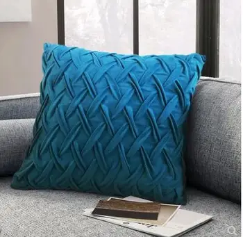 

handmade pleated suede 45X45cm blue cushion cover pillowcase sofa pillow covers for cushion pillow home decoration