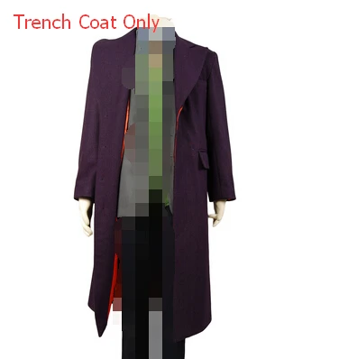 Высокое качество Бэтмен Темный рыцарь Джокер косплей костюм 5 шт. комплект фиолетовый плащ+ жилет+ рубашка+ брюки+ галстук - Цвет: Trench Coat Only