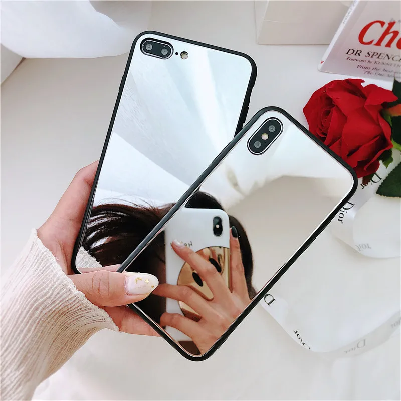 

Black Edge Mirror Phone Case For iPhone X XS MAX XR Soft TPU Protective Case For iPhone 6 6s 7 8 PLUS Luxury Mirror Case