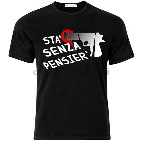 Футболка uomo Sta senza pensier Gomorra inspired pistola stampa argento metal |