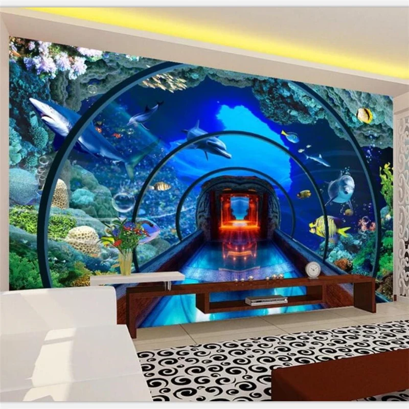 Beibehang Custom Wallpaper Large Upscale Underwater World Aquarium 3d Background Wall Painting Living Room Decoration Wall Wallpapers Aliexpress