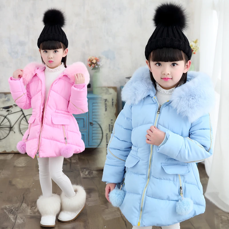

2018 New Girl Winter Coat Cotton-padded Children Winter Jacket Kids Warm Thick Hooded Outwear For Teenage C72