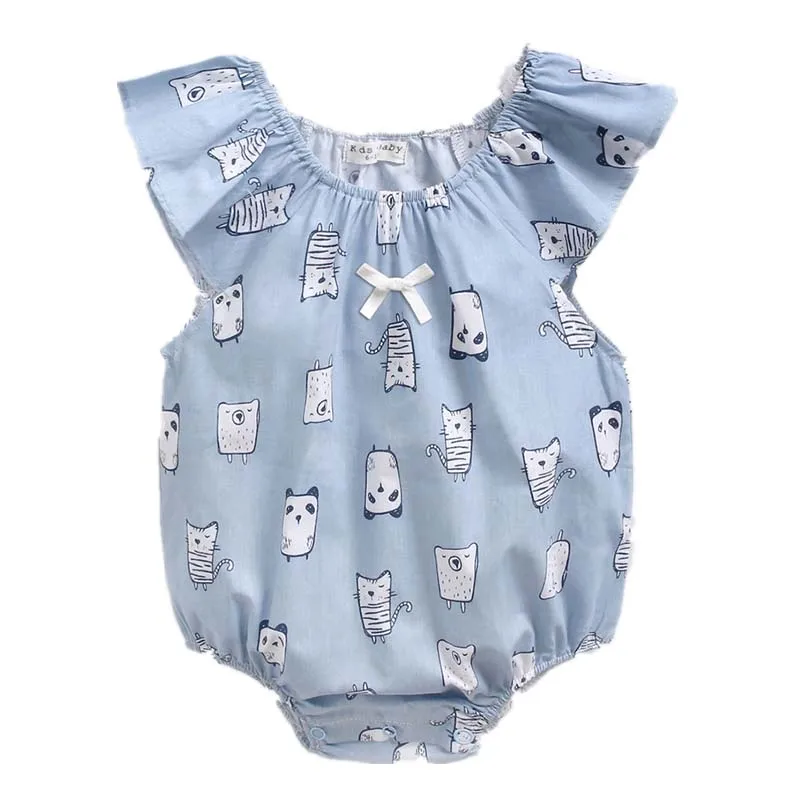 

Summer Baby girl Animal Cartoon bodysuit Printing Pure Cotton Suit Jumpsuit Fashion Baby Girls Sleeveless children clothes