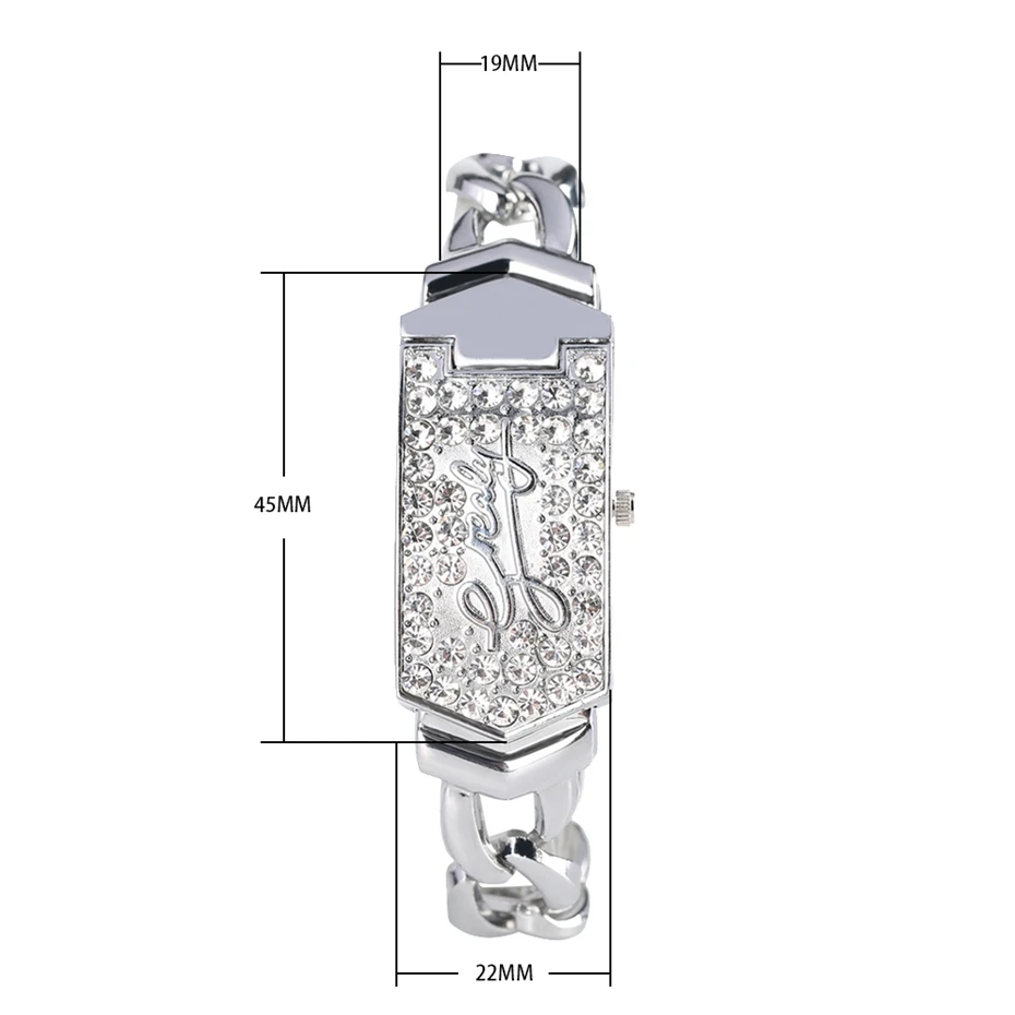 Роскошные часы с кристаллами и бриллиантами, модные серебристые золотые квадратные женские часы-браслет с откидной крышкой, золотые женские часы