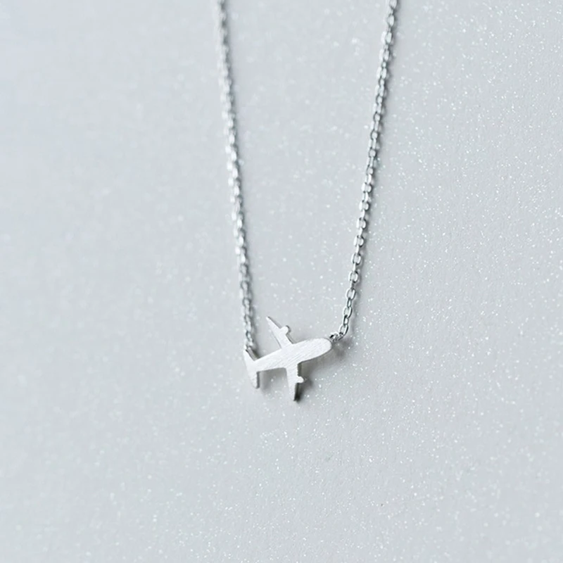 

DXJEL 100% 925 Sterling Silver Matt Airplane Plane Pendant Necklace Fashion Jewelry Accessories Choker Necklaces for Women Gifts