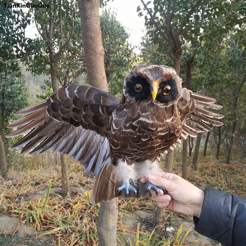 brown feathers bird large 35x55cm simulation owl bird spreading wings owl hard model,home garden decoration gift s1175 diecast mini cat caterpillar 320 excavator keyring engineering vehicle model keychain model gift decoration souvenir kids gift