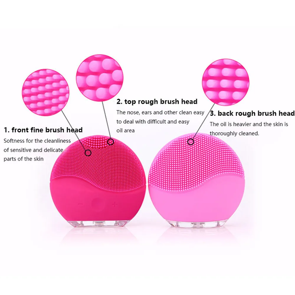 Limpieza facial cara cepillo de limpieza Mini 2 eléctricos de silicona cepillo de limpieza Facial de quitar la espinilla poro limpiador impermeable