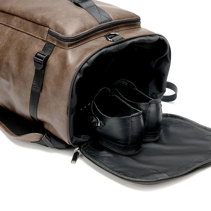 Waterproof Backpack Mens Backpack New Fashion Leather Bookbags PU School Bags Male Functional big capacity