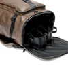 New Fashion Waterproof backpack Men Backpack Leather Bookbags Mens PU School Bags Male Functional bags big capacity Men Bag 4