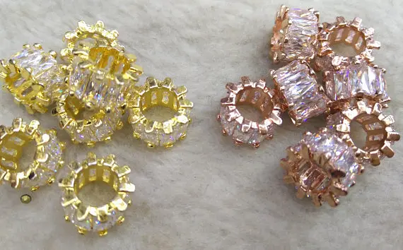 12 шт. бусины из белого серебра с фианитом 10 мм|cubic zirconia|heishi beads1 mm |