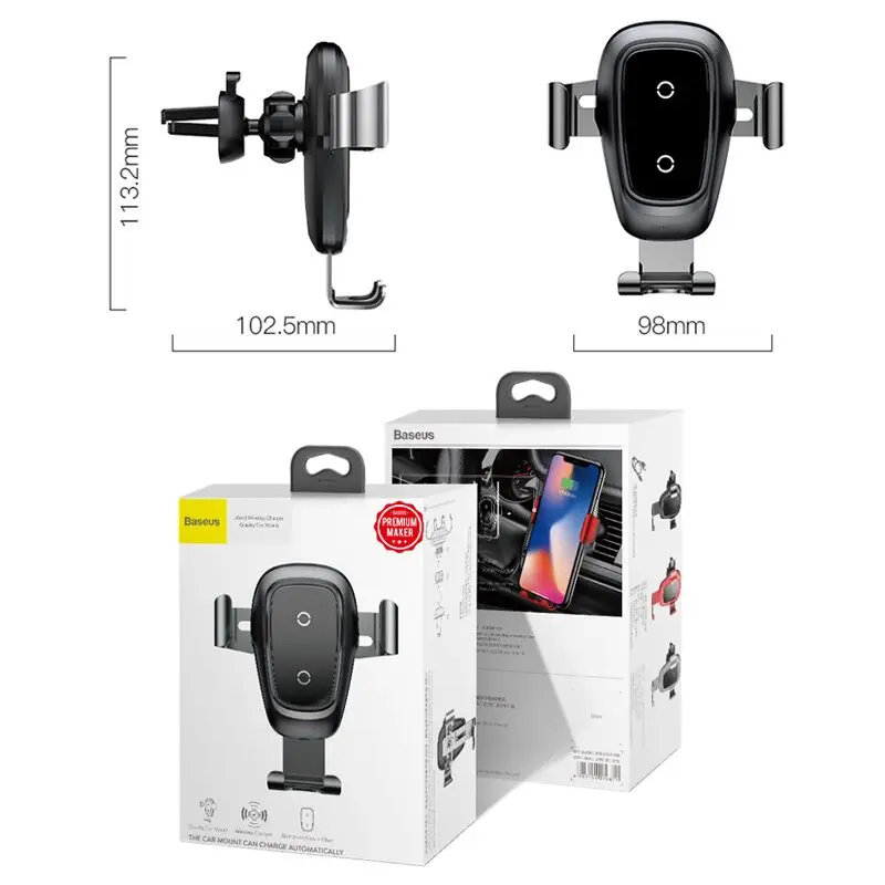 Baseus Qi Wireless Car Charger For iPhone 11 Pro Xs Max X 10w Fast Car Wireless Charging Holder For Xiaomi Mi 9 Samsung S10 S9