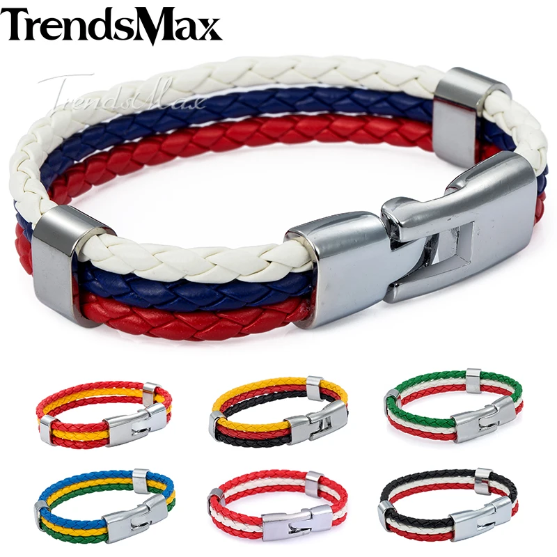 Мужской кожаный браслет Trendsmax 3 нити веревочный с национальным флагом кожаные