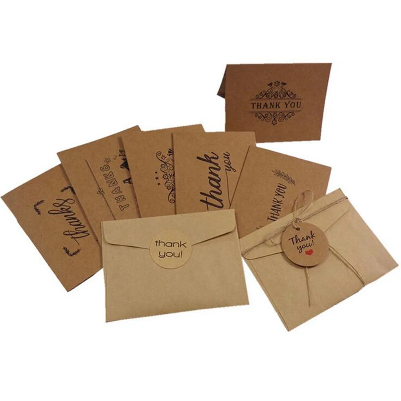 6 компл./лот ретро крафт-бумаги Бумага благословение спасибо карты Поздравительные открытки с наклейки для конвертов для Дня благодарения, вечеринки принадлежности