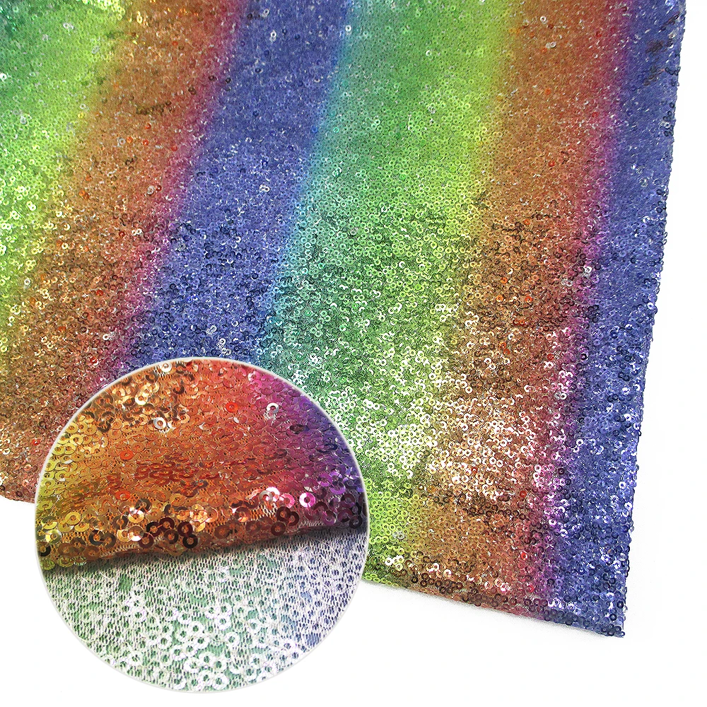 David accessories 50*125cm rainbow sequins glitter fabric For Clothing