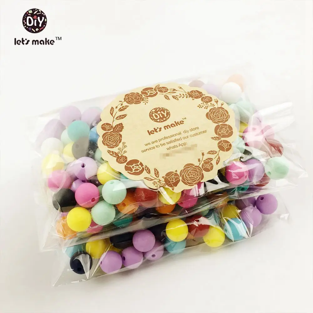 

Let's Make Silicone Beads Round Sensory Baby Chew Balls(12mm 150pc)Teething Necklace Silicone Bead Food Grade DIY Nursing Beads