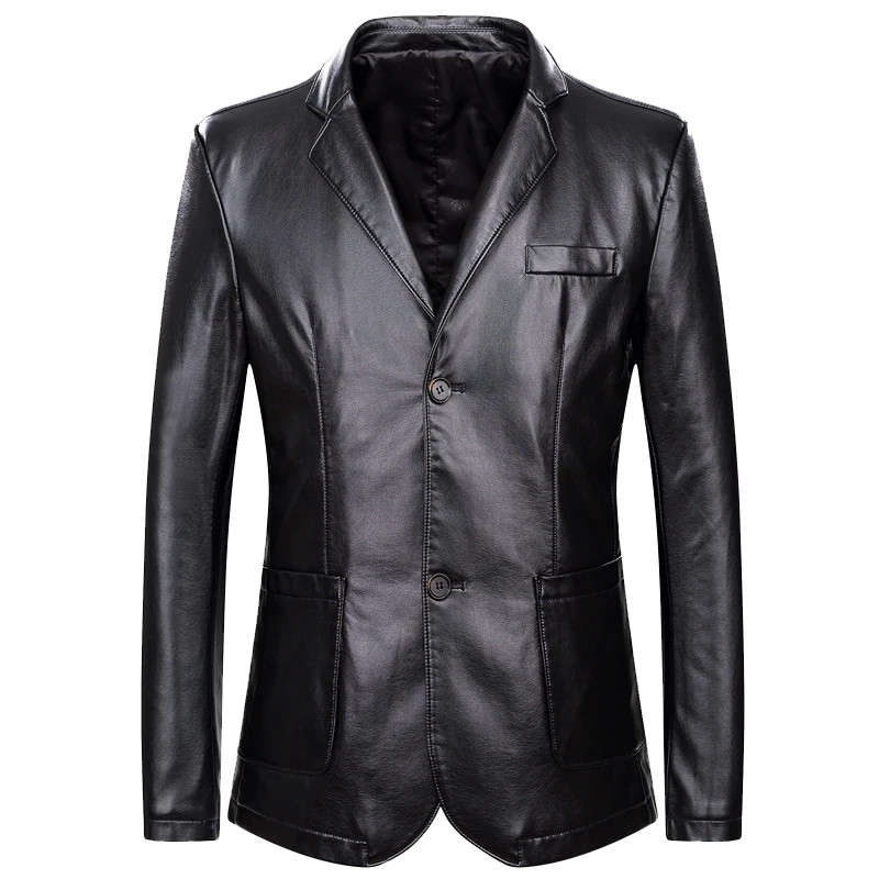 new arrival Leather jacket suit loose outerwear men's super large black ...