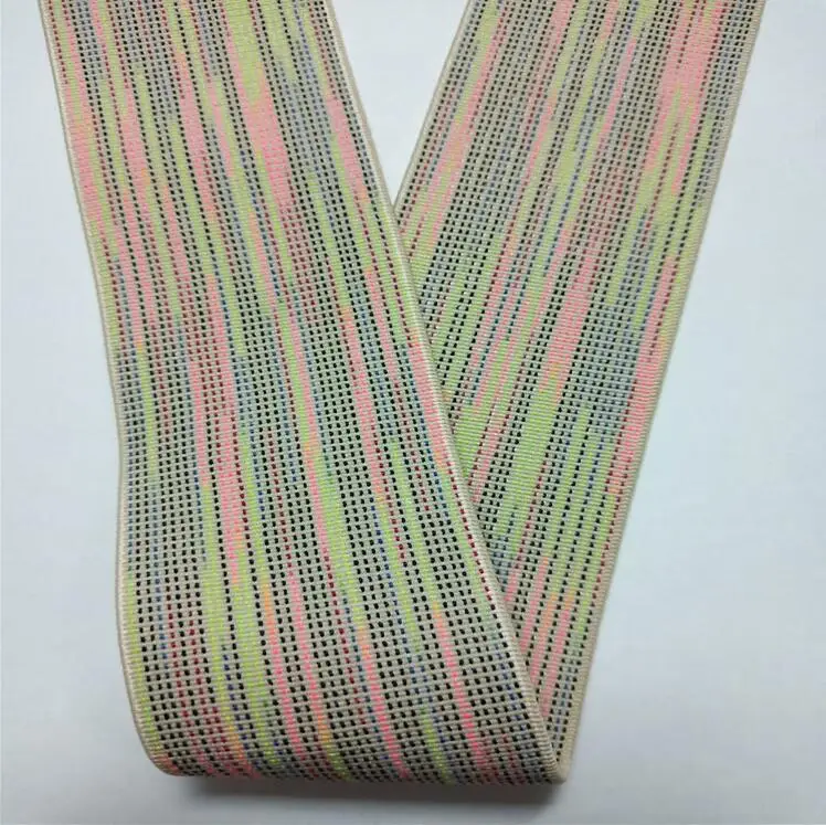 50 Yards Width 40MM Plain Weave Colorful Gap Gradient Rainbow Pants Clothes Sew Elastic Band Diy Accessory A0129L