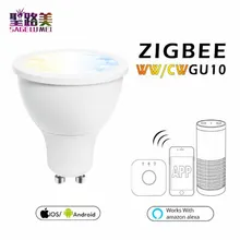 Zigbee ww/cw GU10 Светодиодный прожектор 5 W ZLL с помощью приложения на телефоне управления Цвет лампа, реагирующая на температуру AC100-240V с холодным и теплым белым светом для многократного последовательного использования светодиодный лампы