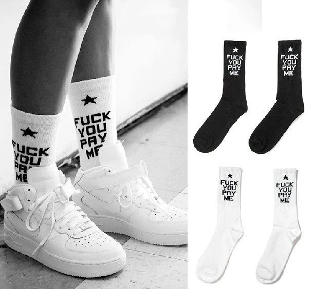 Men And Women Fuck You Pay Me Socks Long Skateboard Socks Athletic Hip Hop  Socks Knee High Socks Calcetines Deporte Verano - Men's Socks - AliExpress