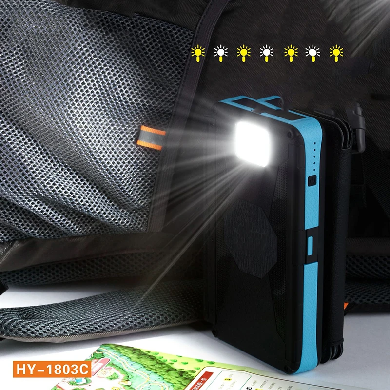  20000mAh LED Solar Power Bank Folding Foldable Portable Solar Panel Solar Charger External Battery 